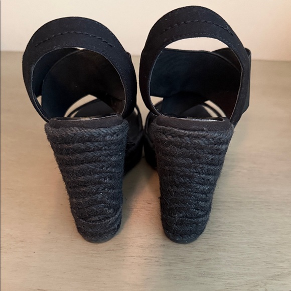 Lauren Ralph Lauren Erica Black Elastic Espadrille Wedge Sandals size 7.5 - Picture 3 of 5